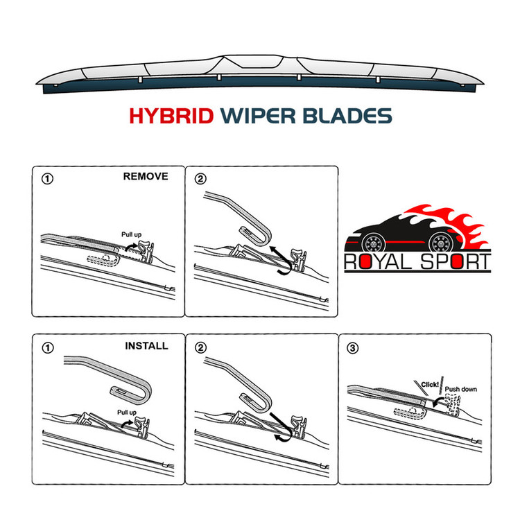 تیغه برف پاککن رویال اسپرت مدل HYBRID PLUS مناسب برای پژو 206 صندوق دار بسته 2 عددی