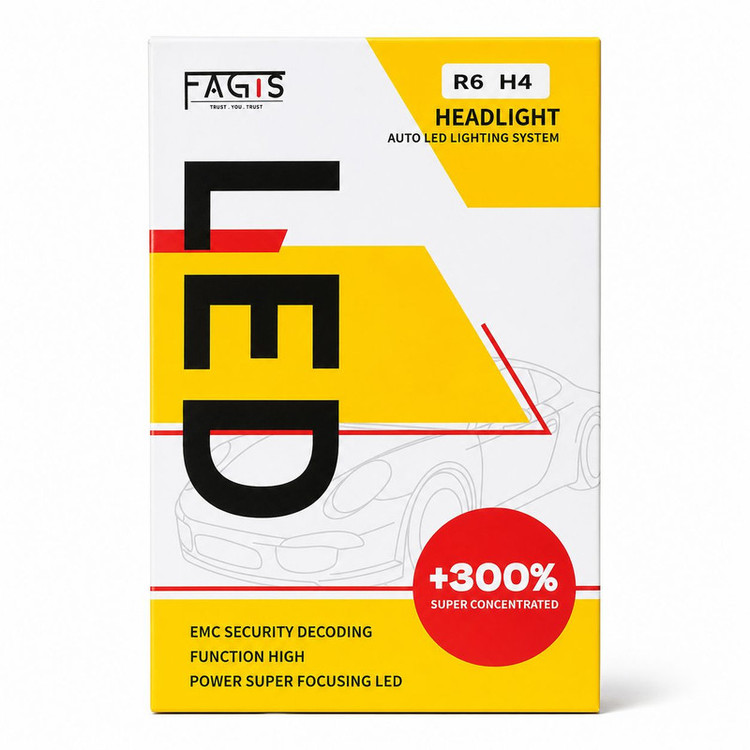 هدلایت لامپ خودرو فاگیس مدل R6 پایه H4 بسته 2 عددی